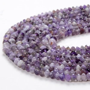 4X3MM Floral Amatista AA Bicone Facetado Rondelle Platillo 15,5 pulgadas (80009278-P25) - Imagen 1 de 3