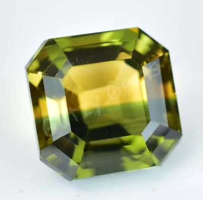 Natürlich Zweifarbig ( Gelb & Grün) Turmalin 11.75 Karat Smaragd Zertifiziert - Bild 1 von 4