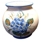 schne Vase bauchig handgefertigt mit Blumenmotiven Hhe ca. 12 cm