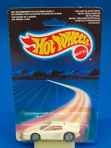 Hot Wheels Ferrari Testarossa White Red Interior. 1986 Pink Roads Card. - Picture 1 of 3