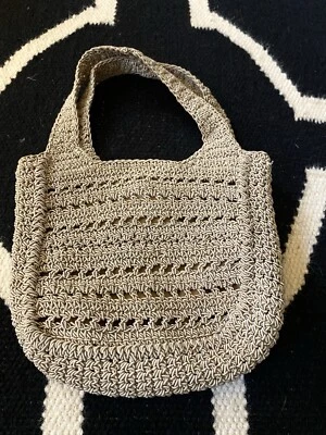 "Mini bolso vintage forrado de ganchillo beige 6""x6,5""" Foto 1 de 4