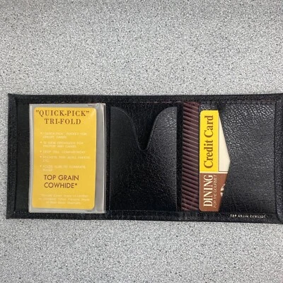 Cartera de cuero de colección para hombre ELECCIÓN RÁPIDA triple pliegue superior grano cuero de vaca negra desplegada NUEVA Foto 1 de 4