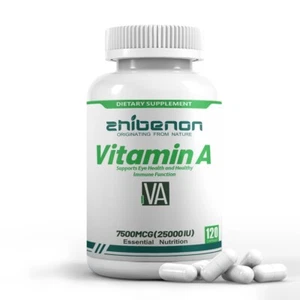 Zhibenon Vitamin A Kapseln 25.000IU - Unterstützung der Augenzerrung, Hautgesundheit 120 Kapseln - Bild 1 von 6