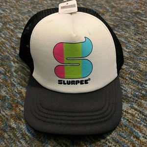 Slurpee Mesh back Snapback Trucker Hat Cap Black NWT with spot - Picture 1 of 11