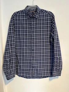 Michael Kors Herren Oberhemd Large Blau Weiß Kariert Kariert Langarm Slim Fit - Bild 1 von 10