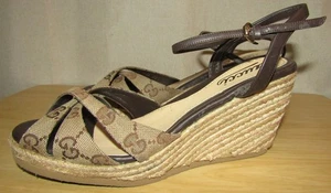 Sehr guter Zustand authentische Gucci Charlotte braune Espadrille-Sandalen mit Keilabsatz Größe 6,5 - Bild 1 von 10