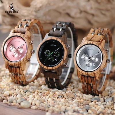 Reloj de pulsera analógico de cuarzo para hombre de lujo informal grano de madera Foto 1 de 4
