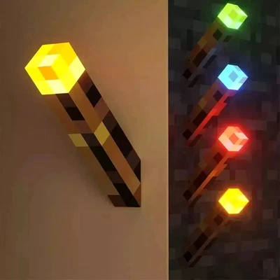 Minecraft Game USB Torch LED Lamp Night Light Rechargeable Home Decor Gift Kids.