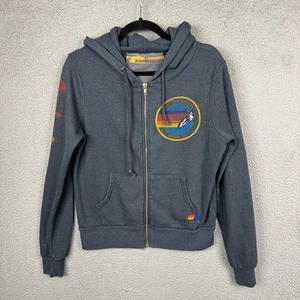 Aviator Nation Hoodie Womens XS Dark Gray Retro Miami FL Rainbow Ocean Surf - Picture 1 of 12