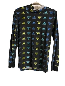 Adidas Active Youth Boys Teeshirt Hoodie Blue/lime Green Size L 14/16 - Picture 1 of 2
