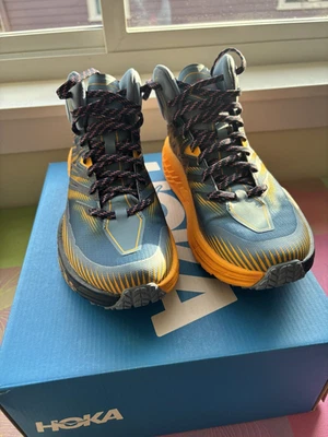 Zapatos Hoka Speed Goat Mid 2 GTX para mujer talla 8 azul dorado 1106533 PBSF Foto 1 de 4