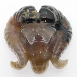 gray agate jade carved sheep horn skull,realistic,crystal healing amulet K631 - Picture 1 of 6
