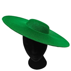 green large wide brim DIY fascinator base wedding hat Kentucky Derby Ascot - Picture 1 of 4