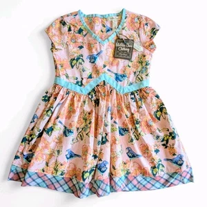 NWT Matilda Jane Size 4 Friends Forever Sienna Dress Pink Blue Bird Floral - Picture 1 of 8