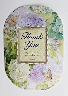 *PUNCH STUDIO Set of 6 Thank You Blank Note Cards ~Floral~ Butterflies~Hydrangea - Image 1 of 3