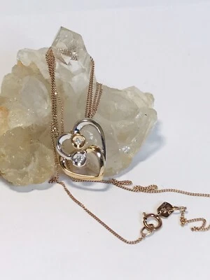 10K многоцветное золото переплетенный бриллиант открытый сердце розового золота прочная цепочка 17,2/8» - Изображение 1 из 4