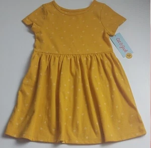 Cat & Jack Toddler Girls Printed Knit Short Sleeve Dress dark yellow size 3T - Picture 1 of 5