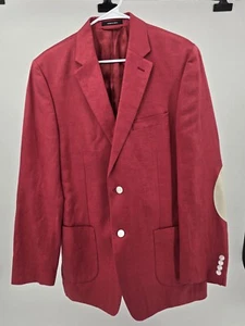 Lauren Ralph Lauren Melon Slim Fit Men's Sz 42L Silk/Linen, Elbow Patch Blazer. - Picture 1 of 9