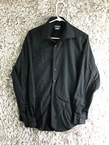 Van Heusen Hemd Größe 15,5 34/35 Herren Einfarbig Schwarz Langarm Spreizkragen - Bild 1 von 12