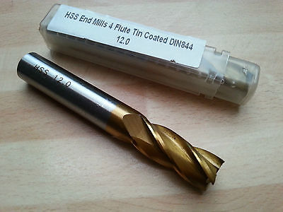 4 Flute End Mill TiN Coated - Metric  Sizes 2mm - 30mm • 16£
