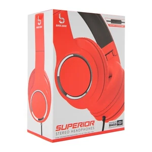 NEW Superior BASS JAXX Stereo Over Ear Foldable Headphones w/ Microphone - Red - Picture 1 of 2
