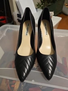 Karl Lagerfeld Quilted Leather Kitten Heel Black Pump 8.5 - Picture 1 of 5