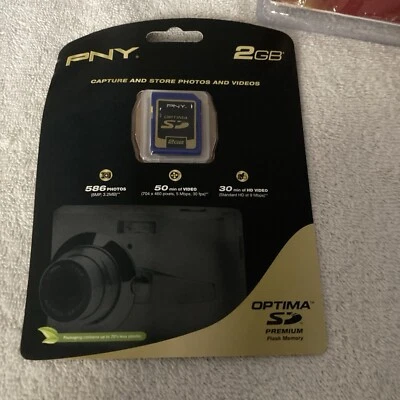 PNY Optima 2GB Class 4 - SD Card - Retail - P-SD2GB-EF New Factory Sealed - Image 1 of 2