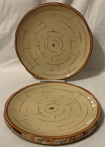 Raro c. 1960 Sunburst Ceramica corteccia di betulla Bar.B.Q 10,25"" Set di 2 piatti da cena - Foto 1 di 14