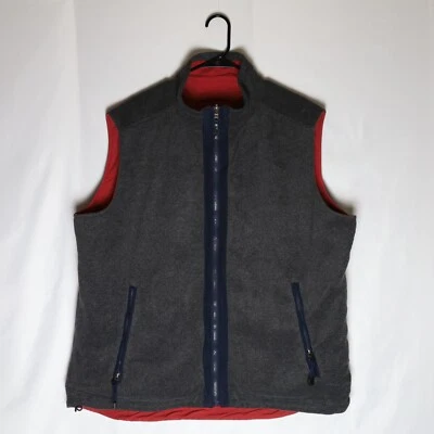 Chaleco reversible Ivy Crew para hombre L rojo/gris cremallera completa chaqueta polar Y2K Foto 1 de 4