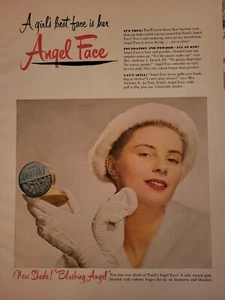 Polvo de maquillaje facial Pond's Blushing Angel 1949 compacto anuncio vintage - Imagen 1 de 1
