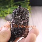 Natural Ice Obsidian Jade Pendant Beads Cord Necklace Dragon Charm Amulets