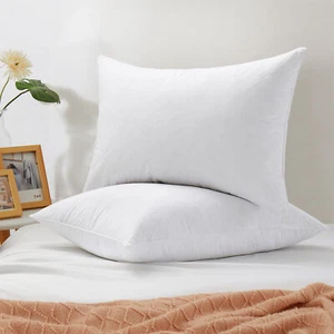 2 Pack Quatrefoil Quilted Bed Pillows, White Goose Feather Fill, Cotton Shell - Picture 1 of 5