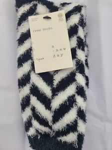 Women's Herringbone Cozy Crew Socks- ANew Day Black/lvory Size 4-10 - Picture 1 of 4