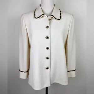 St. John Gold Chain Detail Ivory Knit Blazer - Picture 1 of 10