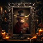 Highland Cow Print: Renaissance Poster, Gothic Wall Art, Gothic Wall Dcor, Gift