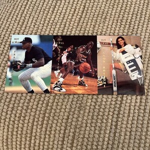 1993 RARE PROMO UNCUT SHEET SHAQ O'NEAL,FRANK THOMAS,MANON RHEAUME HOT STAR (x2)