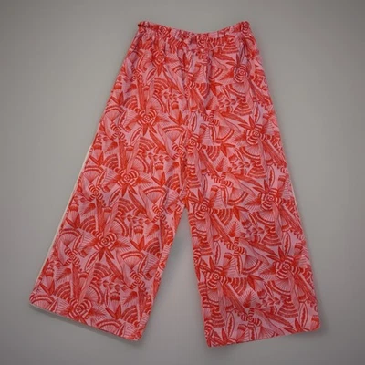 Женские укороченные широкие брюки Kourt большой розовый/красный цветочный принт новый с Ярлыками тропический - Изображение 1 из 4