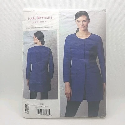 Vogue 1582 Misses Isaac Mizrahi Collarless Jacket Sewing Pattern Size 6-22 Uncut - Image 1 of 4