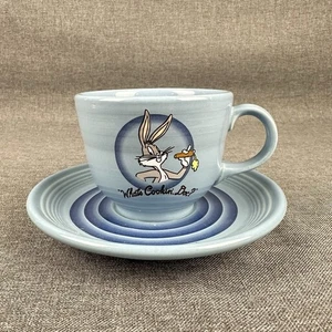 Homer Laughlin Fiesta Bugs Bunny Warner Brothers Blue Cup Saucer 11A 1994 VTG - Picture 1 of 7