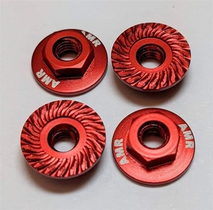 AMR M4 Aluminum Serrated Flange Nuts Red (4pcs) - AMR025R - Picture 1 of 1