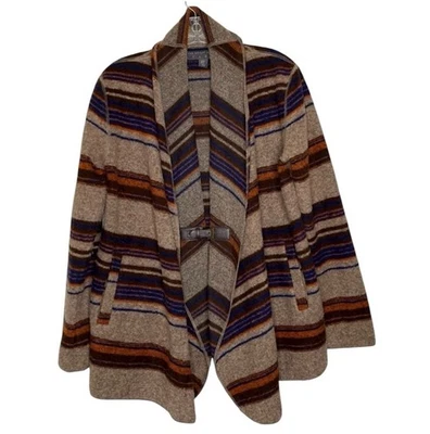 Cárdigan Fenn Wright Mason para mujer M rayas lana Serape manta hebilla suroeste Foto 1 de 4