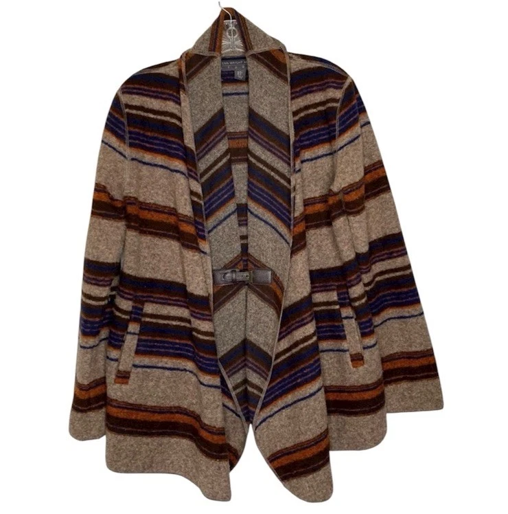 Cárdigan Fenn Wright Mason para mujer M rayas lana Serape manta hebilla suroeste Foto 1 de 4