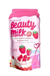 Dear Face Beauty Milk Japanese Collagen STRAWBERRY Drink, 10 Sachets X 18g - Picture 1 of 2