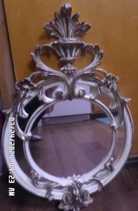 MCM Resin Ornate Baroque Style Italian Mirror 22" White/Gold - Picture 1 of 10