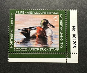 WTDstamps - #JDS33 2025 Plate# - US Junior Duck Stamp - Mint OG NH - Lower Right - Picture 1 of 2