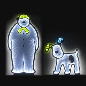 2er Pack Infinity LED Weihnachten Schneemann & Schneehund Xmas Leuchtdeko - Bild 1 von 7