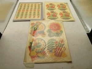 14 MEYERCORD DECALS KITCHEN FLOWERS 1950's 3 sheets complete set - Picture 1 of 6