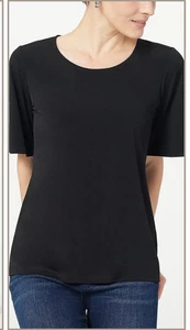 NEW Womens XL Susan Graver Liquid Knit TOP Black Elbow Flutter Sleeve - Picture 1 of 4