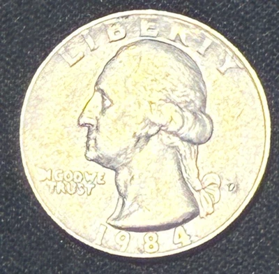 MINT ERROR COIN 1984 p 25c Filled Mint Mark THE  EXACT COIN SEEN IN THE PICTURE - Image 1 of 4