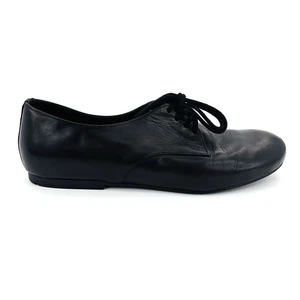 Womens 8 39 Narrow Birkenstock Saunders Lace Up Derby Oxfords Black Leather Shoe - Picture 1 of 12